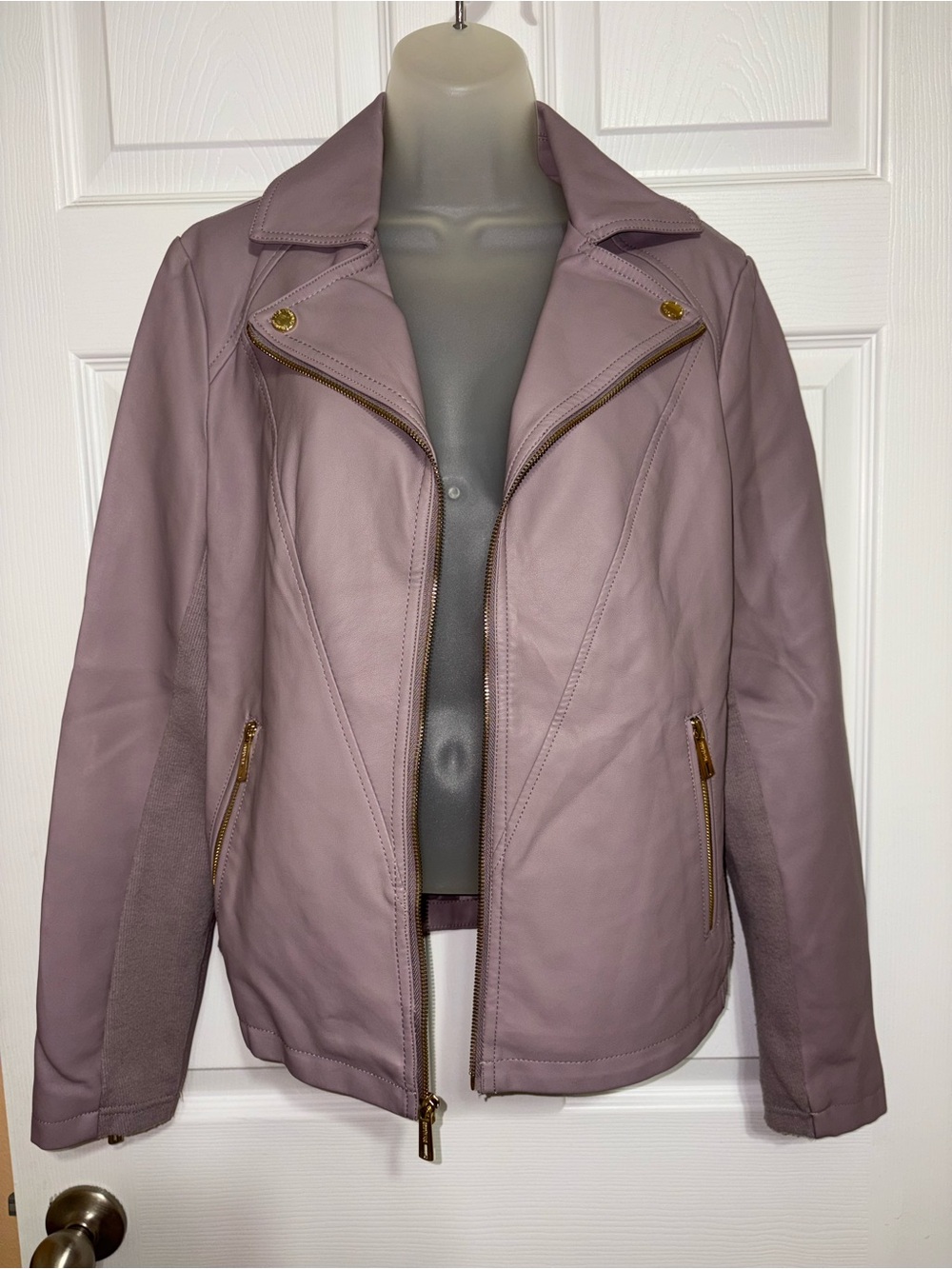Kenneth Cole Reaction Dusty Mauve Faux Leather Moto Jacket